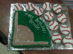 a birthday cake with baseballs on it