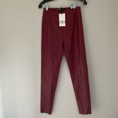 Zara Pants Size Small New With Tags Legging Hi Rise Red Red Leather Pants, Snake Print Pants, Zara Trousers, Zara Black Dress, Animal Print Pants, Zara Jumpsuit, Minimalist Dresses, Grey Leggings, Faux Leather Pants