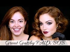 Great Gatsby FAUX BOB || 1920's Inspired Hair! - YouTube Roaring 20s Hairstyles, 1920 Hairstyles, Bob Updo Hairstyles, Gatsby Makeup, 1920 Hair, Great Gatsby Hairstyles, 20s Hair, Flapper Hair, Gatsby Hair