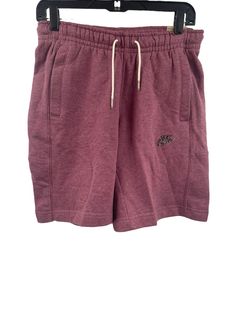 Nike Leisure Shorts With Pockets, Casual Burgundy Bottoms With Pockets, Red Sportswear Bottoms For Leisure, Casual Burgundy Bottoms With Elastic Waistband, Red Cotton Leisure Shorts, Nike Cotton Bottoms For Gym, Nike Cotton Bottoms With Drawstring, Red Cotton Athletic Shorts With Built-in Shorts, Casual Red Gym Bottoms