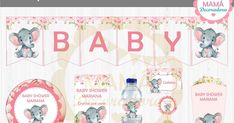 a baby shower set with an elephant theme