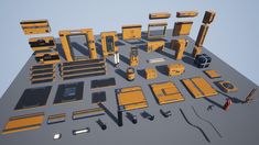 an assortment of construction equipment is shown in this image