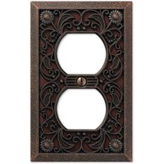 an ornate iron outlet cover for a light switch