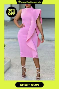 knowfashionstyle Pink Casual Solid Patchwork Turtleneck Sleeveless Dress Dresses Trendy Knee-length Sleeveless Party Dress, Sleeveless Bodycon Dress In Solid Color, Sleeveless Bodycon Solid Color Dress, Sleeveless Non-stretch Solid Color Dress, Elegant Sleeveless Non-stretch Bodycon Dress, Feminine Sleeveless Solid Color Dress, Elegant Sleeveless Non-stretch Mini Dress, Sleeveless Solid Color Bodycon Dress For Spring, Sleeveless Solid Pink Midi Dress