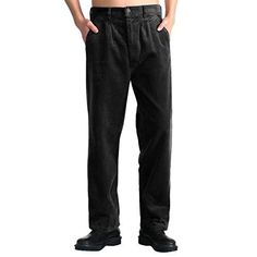 Idealsanxun Mens Corduroy Pants Pleated Straight Leg Thick Loose Senior Pants (Black, 42w X 32l) Size 42 In Waist Sku: Mc-7523724 Mens Corduroy Pants, Senior Pants, Mens Corduroy, Corduroy Pants Men, Pants Color, Waist Pants, Corduroy Pants, Pants Black, Black Pants