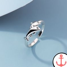 Mood Ring With Dolphins Ocean-inspired Promise Ring, Adjustable Silver Rings With Ocean-inspired Style, Adjustable Silver Ocean-inspired Rings, Silver Ocean-inspired Jewelry For Promise Ring, Silver Ocean-inspired Promise Ring, Ocean-inspired Sterling Silver Rings, Ocean-inspired Round Ring For Anniversary, Silver Nautical Rings As Gifts, Silver Nautical Rings For Gift