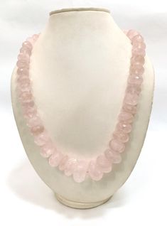 AAA+ Natural Rose Quartz Necklace, Handmade Rose Quartz Rondelle Faceted Necklace, Rose Quartz Jewelry Necklace,  Healing Crystal Beads Gemstone :- Rose Quartz  Size :- 11-25mm Approx. Shape :- Rondelle Faceted Necklace Length :- 22 Inches Color :- Same as Picture Quality :- AAA GRADE CUSTOMIZATION/BULK ORDER : AVAILABLE PLEASE FEEL FREE TO CONTACT IF YOU REQUIRE ANY FURTHER INFORMATION. https://www.etsy.com/in-en/shop/LatestBeadsJewellery?ref=simple-shop-header-name&listing_id=720939504 Your Fe Elegant Pink Rondelle Beaded Necklaces, Elegant Pink Rondelle Beaded Necklace, Pink Teardrop Rose Quartz Necklace, Pink Rose Quartz Round Necklaces, Pink Rose Quartz Gemstone Necklace, Elegant Faceted Rose Quartz Necklace, Hand-strung Pink Rose Quartz Necklace, Rose Quartz Jewelry, Rose Quartz Necklace