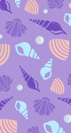 an image of seashells on purple background