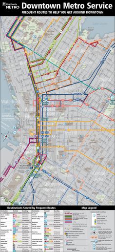 the subway map for downtown metros is shown in black and white, with colorful lines