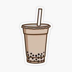 a drink with a straw sticking out of it's top sticker on a white background