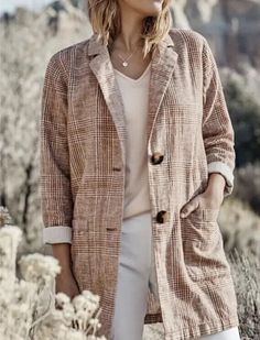 J. Jill Harper Relaxed Jacket Small Linen Cotton Henna Plaid Lagenlook Career. New Fall Long-sleeved Blazer With Pockets, Single-breasted Cotton Outerwear For Fall, Single Breasted Cotton Outerwear For Fall, Casual Long Sleeve Winter Blazer, Beige Cotton Long Sleeve Blazer, Casual Beige Long Sleeve Blazer, Fall Blazer With Pockets, Fitted Plaid Casual Outerwear, Fitted Casual Plaid Outerwear