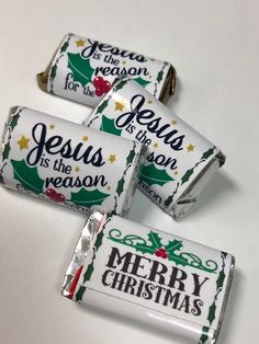 christmas candy wrappers with jesus is the reason on them