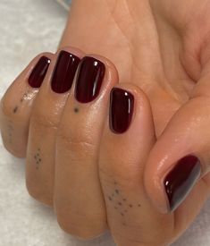 Dark Red Nail Polish, Milky Nails, Maroon Nails, Simple Gel Nails, Casual Nails, Red Nail Polish, Red Nail, Clean Nails, Minimalist Nails