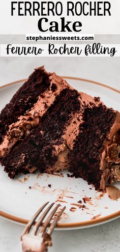 a piece of chocolate cake on a plate with a fork