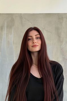 Dark Complexion Hair Color, Mahoney Hair Color, Pale Skin Dark Red Hair, Makeup Looks With Red Hair, Darkest Red Hair, Long Hair Burgundy, Dark Red Hair Pale Skin, Dark Rose Hair, Hair Color For Pale Skin And Brown Eyes