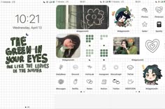 the green in your eyes sticker sheet is displayed on a computer screen with other stickers