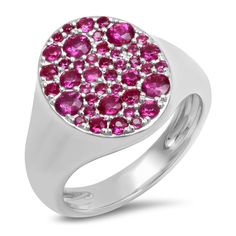 One of our Eriness bestsellers, the 14K Gold Ruby Signet Pinky Ring is the ring that we cannot stop swooning over. It’s classic, modern and features gorgeous round rubies of various sizes. The ovular face of our Ruby Signet Pinky Ring measures 12mm by 10mm.Wear our Ruby Signet Pinky Ring with our Ruby Domed Ring. 0.70 carats SBR31-YG-RBY All sales are final. Timeless Round Ruby Ring, Classic Ruby Ring With Polished Round Stone, Classic Ruby Ring With 17 Jewels, Formal Ruby Signet Ring, Formal 14k White Gold Ruby Ring, Ruby Signet Ring With Polished Finish, Polished Ruby Ring With Diamond, Timeless Round Ruby Promise Ring, 14k Gold Ruby Ring With Brilliant Cut Oval Shape