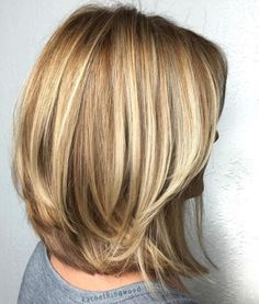 Blonde Lob, Medium Layered Haircuts, Bob Hairstyles For Thick, Medium Layered Hair, Caramel Blonde, Lob Hairstyle, Long Bob Hairstyles, Short Blonde Hair