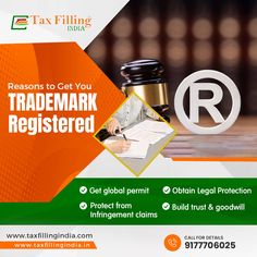 an advertisement for tax filing india with a judge's gavel and paper on the table