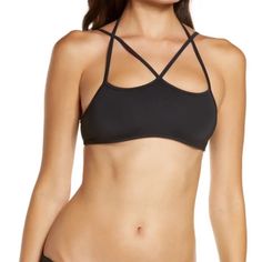 Frankie’s Bikinis Aleisha Eco Bikini Top In Black Small New With Tags This Is A Top Only Color/Pattern - Black Design Details - Strappy Neckline Self-Tie Neck Closure 87% Nylon, 13% Spandex Hand Wash Cupshe Bikinis, Nordstrom Women, Frankies Bikinis, Tankini Set, Swimwear Tops, Nordstrom, Clothes, Black, Design