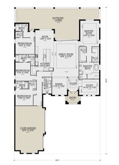 the floor plan for a home with two master suites