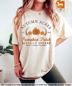 Cute Fall Shirts For Women, Oversized Cotton T-shirt For Fall, Oversized Crew Neck Shirt For Fall, Fall Oversized Graphic Tee, Fall Tshirt Ideas, Thanksgiving Tee, Patches Shirt, Autumn T Shirts, Fall Tee