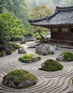 Zen garden sand pattern 11 Zen Garden Sand, Back Garden Landscaping, Japanese Garden Style, Sand Pattern, Small Balconies