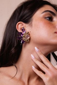 Tony Duquette amethyst citrine earrings in yellow gold. 18K Yellow Goldamethyst (app. 77.20 ct.), fluted amethyst (app. 19.20 ct.) and citrine (app. 16.70 ct.) Luxury Purple Earrings For Evening, Luxury Purple Multi-stone Earrings, Luxury Purple Jewelry For Party, Purple Luxury Jewelry For Party, Elegant Purple Crystal Earrings For Evening, Amethyst Gemstone Earrings For Party, Luxury Gemstone Accented Earrings For Party, Luxury Gold Amethyst Earrings, Gold Amethyst Earrings For Parties