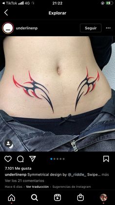 89 Tattoo, Red And Black Tattoos, Pelvic Tattoos, 42 Tattoo, Mirror Selfie Aesthetic, Tattoos Traditional, Mandala Tattoos, Waist Tattoos, Belly Tattoos