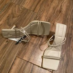 Size 7 Like Usa 6.5 But Fits 7 Too Trendy Cream Sandals With Padded Heel, Zara Synthetic Heels For Vacation, Off White Ankle Strap Heels For Summer, Off White Heel Strap Sandals For Summer, Off White Open Toe Sandals With Heel Strap, Off White Ankle Strap Heels For Spring, Off White Sandals For Spring Party, White Strappy Heels For Vacation, Off White Party Sandals For Spring