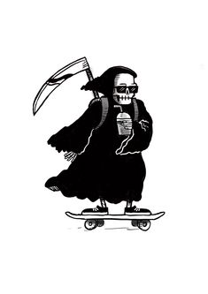 Flash Art Tattoos, Skate Tattoo, Reaper Tattoo, Skate Art, Skeleton Art, A Skeleton, Burton Snowboards, Tattoo Flash Art, Skateboard Art