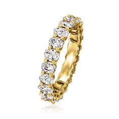 Ross-Simons - 3.00ct t. w. Oval Lab Grown Diamond Eternity Band Ring in 14kt Yellow Gold. Size 5. Modern opulence, defined. Our exquisite 3.00 ct. t. w. lab-grown diamond eternity band parades luxurious oval gems around the finger in high-polished 14kt yellow gold. Wear this superb ring to symbolize an endless bond of romance, friendship or self-love. Lab-grown diamonds are identical to mined diamonds according to their optical, physical and chemical properties. All Ross-Simons lab-grown diamond Classic Oval Eternity Band With Vs Clarity, Classic Oval Yellow Gold Eternity Band, Classic Yellow Gold Eternity Band, Oval Brilliant Cut Yellow Gold Eternity Band, Physical And Chemical Properties, Pure Design, Diamond Birthstone, Diamond Eternity Band, Eternity Band Ring