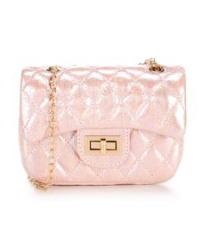 From GB Girls&#x2C; this handbag features:Glitter crossbody bagFlap overlayGold buckleGold crossbody chainImported. Glitter Bag, Metallic Handbags, Classic Wardrobe Staples, Fun Prints, Beautiful Bags, Chain Strap, Kids Accessories, Cross Body Handbags, Backpack Bags