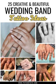 Wedding Band Tattoo Ideas Wedding Band Tattoo Ideas, Marriage Ring Tattoos, Wedding Band Tattoos, Tatoo Ring, Engagement Tattoos, Band Tattoo Ideas, Love Finger Tattoo