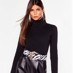 Nasty Gal Black Backless Mock Turtleneck. We Knew You Couldn’t Be Away For Long For This Number! This Top Comes In A Ribbed Knit & Features A Turtleneck, Fitted, Cropped Silhouette, & Open Back With Tie Closure. Style With High Waisted Jeans Or Faux Leather. Sexy Yet Classy For Occasion! Machine Washable. Size 8, Runs Small. Brand New, Tags Attached. Black Turtle Neck, Green Bodysuit, High Neck Bodysuit, Bodice Top, V Neck Bodysuit, Cutout Bodysuit, Beauty Samples, Ribbed Bodysuit, Mock Turtleneck