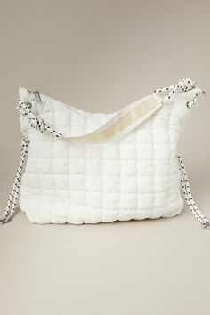 Sling Bags and Fashion Handbags | Altar'd State White Quilted Shoulder Bag For Everyday Use, Everyday White Quilted Bag, Lululemon Quilted Grid Crossbody Bag, White Quilted Crossbody Shoulder Bag, White Dress Boots, White Woven Pouch-shaped Bucket Bag, Altard State, Rope Bag, Top Shoes