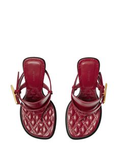 red calf leather patent finish signature Equestrian Knight motif diamond quilting open toe thong strap slip-on style high block heelHeel 4,1 in / 10,5 cmGender: WomenMaterial: LINING: SHEEPSKIN 100% SOLE: LEATHER 100% OUTER: PATENT CALF LEATHER 100%Color: REDMade in: ITProduct ID: 8085542B9380*Import tax/duty will be calculated at checkout (If applicable) Leather Thong Sandals, Leather Cap, Burberry Women, Sandals For Sale, Beach Tote Bags, Thong Sandals, Leather Jewelry, Handbag Backpack, Lanvin