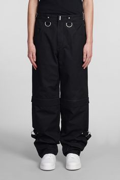 Pants In Black Cotton Streetwear Pants With Five Pockets, Streetwear Straight Pants With Five Pockets, Straight Pants With Five Pockets For Streetwear, Streetwear Pants With Belt Loops, Black Parachute Pants With Belt Loops And Straight Leg, Black Full Length Pants With Belt Loops, Streetwear Bottoms With Belt Loops And Tapered Leg, Black Pants With Belt Loops, Black Tapered Leg Work Pants With Belt Loops