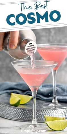 the best cosmo cocktail recipe is made with vodka, lemon and lime