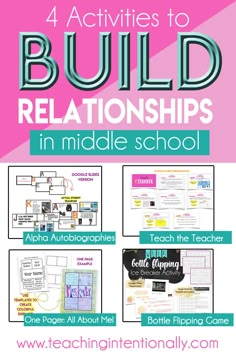 four activities to build relationships in middle school with the text, 4 activities to build