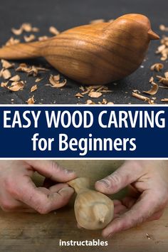 wood carving for beginners with the title easy wood carving for beginners written below