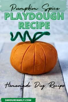 pumpkin spice playdough recipe with text overlay