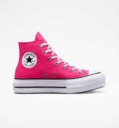 Pink Platform Converse, Pink Converse Outfit, Hot Pink Converse, Converse Platforms, Shoes Png, Shoe Converse