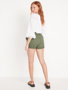 OGC shorts are the original chinos style you love revamped for now.  Slouchy, versatile, easy (hello, elasticized waist), they're dressier than sweats, relaxier than dress pants Elasticized high-rise waistband, with button closure and built-in belt l Alpine Green, Chinos Style, Old Navy Shorts, Navy And Green, Easy Peasy, Chino Shorts, Navy Color, Belly Button, Dress Pants