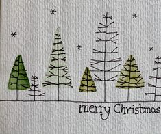 a christmas card with trees drawn on it