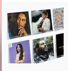 four different album covers are shown in this image, each with an individual's name