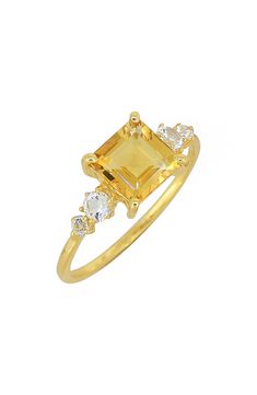 An easy-to-wear ring will add significant polish to even your most casual ensembles. 3/8"W setting 18k-gold plate/citrine/white topaz Imported Topaz Ring, White Topaz, Womens Jewelry Rings, Rings Statement, Citrine, Nordstrom Rack, Topaz, 18k Gold, Gold Plate