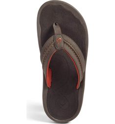 Hokua Flip Flop, Alternate, color, DARK JAVA FAUX LEATHER Brown Cushioned Flip Flops For Surfing, Brown Synthetic Slippers With Arch Support, Brown Synthetic Toe Post Flip Flops, Brown Flip Flops With Ortholite Insole, Casual Foam Flip Flops With Textured Footbed, Brown Synthetic Flip Flops For Outdoor, Comfortable Non-slip Leather Flip Flops, Brown Beach Flip Flops With Arch Support, Brown Flip Flops With Arch Support