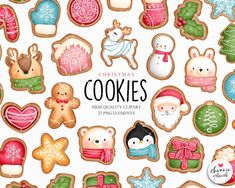 christmas cookies with different types and designs