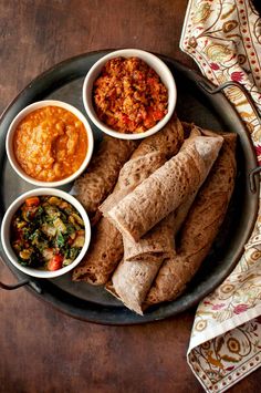 a plate full of different types of food